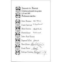 Image du parchemin contenant la signature des lauréats promus au grade de professeur émérite de l’Université de Montréal, 2002