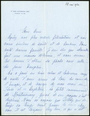 Lettre de J. et E. Zarmovski à Auguste et Marcelle Descarries