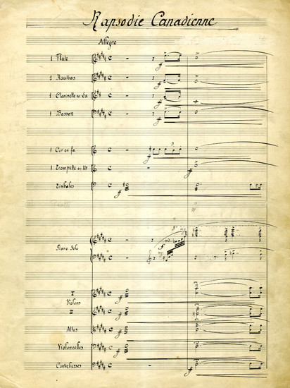 Image de la première page de la Rhapsodie canadienne, version pour piano et petit orchestre