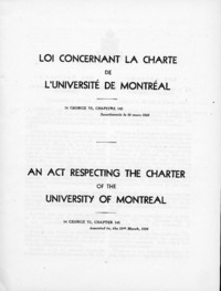 La seconde charte de l'Université de Montréal. 1950.