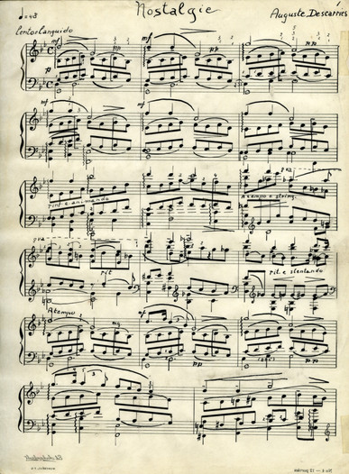 Première page de Nostalgie pour piano, copie professionnelle